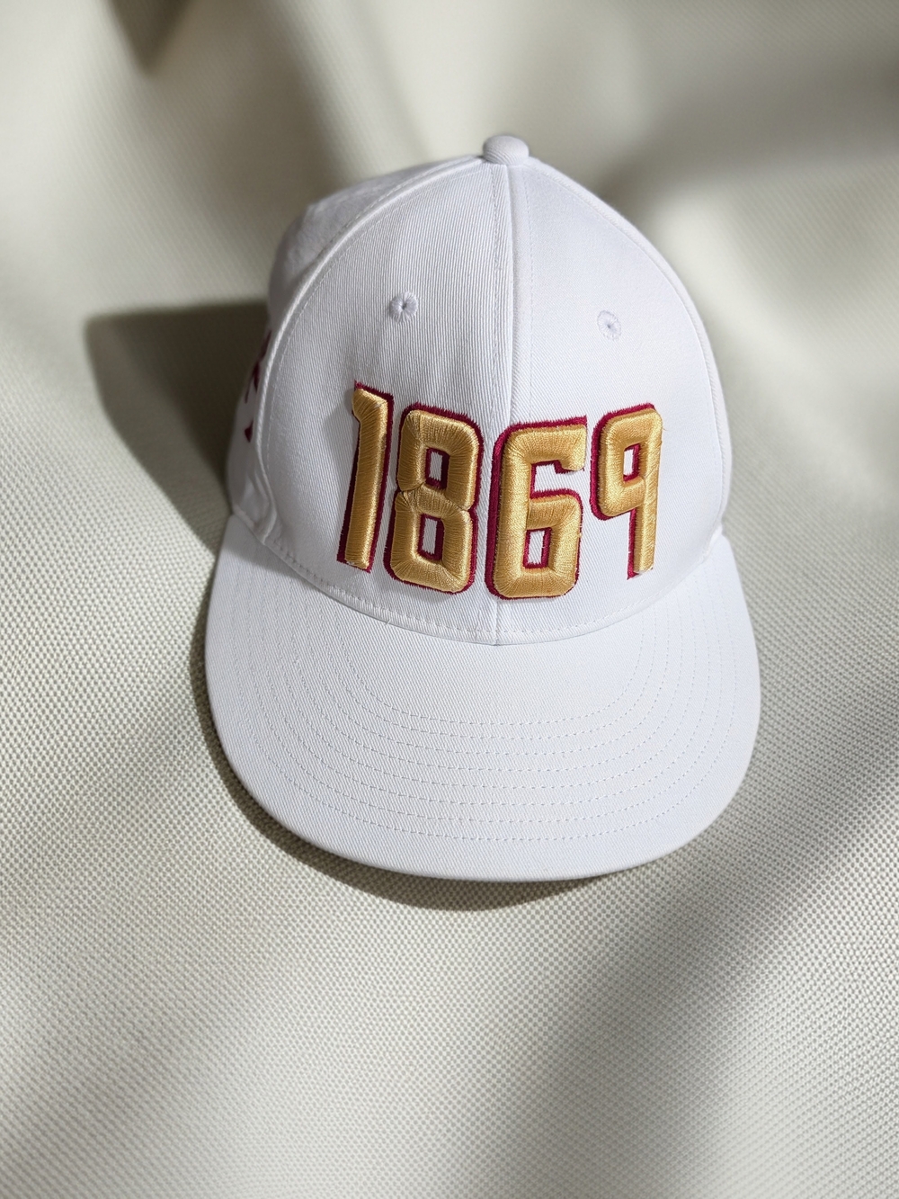 adidas Rutgers White Cap with Gold '1869' Numbers and Red Trim 150th Anniversary